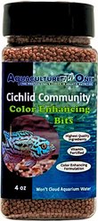 Aquaculture-One Cichlid Community Color Enhanding Bits Fish Food, 4-oz bottle