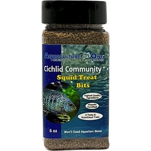 Aquaculture-One Cichlid Community Squid Treat Bits Fish Treats, 6-oz bottle