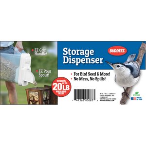 Buddeez Bird Seed Dispenser with Double Pour Spout, 16-qt