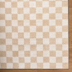 Livabliss Fossay Shag Checker Machine Washable Dog Area Rug, Light Beige/Beige, 6.58 x 9-ft slide 2 of 7