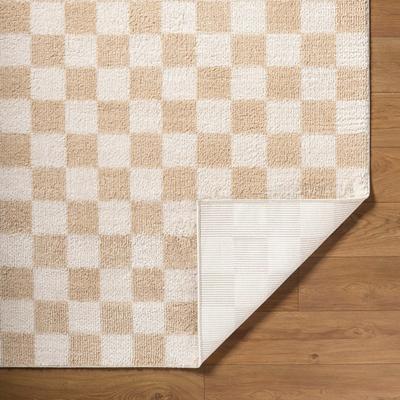 Show full view: Livabliss Fossay Shag Checker Machine Washable Dog Area Rug, Light Beige/Beige, 6.58 x 9-ft slide 3 of 7