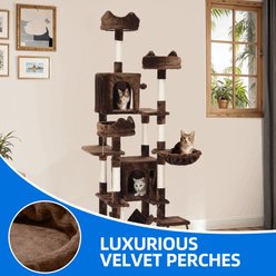 Wooflex Indoor Multi-Level Climbing Tower 75-in Flannel Kitten & Cat Tree & Condo, 19.3 x 19.3 x 74.5-in, Brown slide 2 of 6