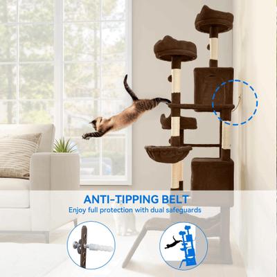 Show full view: Wooflex Indoor Multi-Level Climbing Tower 75-in Flannel Kitten & Cat Tree & Condo, 19.3 x 19.3 x 74.5-in, Brown slide 6 of 8