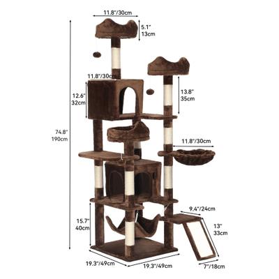 Show full view: Wooflex Indoor Multi-Level Climbing Tower 75-in Flannel Kitten & Cat Tree & Condo, 19.3 x 19.3 x 74.5-in, Brown slide 2 of 8