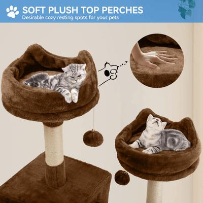 Show full view: Wooflex Indoor Multi-Level Climbing Tower 75-in Flannel Kitten & Cat Tree & Condo, 19.3 x 19.3 x 74.5-in, Brown slide 4 of 8