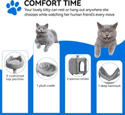 Wooflex Indoor Multi-Level Climbing Tower 75-in Flannel Kitten & Cat Tree & Condo, 19.3 x 19.3 x 74.5-in, Light Grey slide 2 of 5