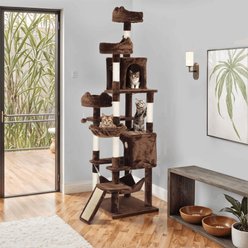 Wooflex Indoor Multi-Level Climbing Tower 75-in Flannel Kitten & Cat Tree & Condo, 19.3 x 19.3 x 74.5-in, Brown
