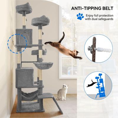 Wooflex Indoor Multi-Level Climbing Tower 75-in Flannel Kitten & Cat Tree & Condo, 19.3 x 19.3 x 74.5-in