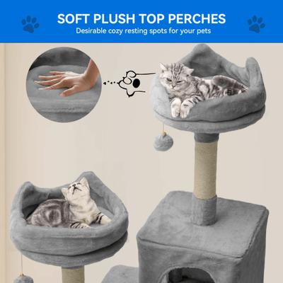 Wooflex Indoor Multi-Level Climbing Tower 75-in Flannel Kitten & Cat Tree & Condo, 19.3 x 19.3 x 74.5-in