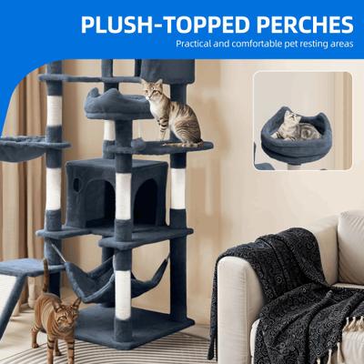 Show full view: Wooflex Indoor Multi-Level Climbing Tower 75-in Flannel Kitten & Cat Tree & Condo, 19.3 x 19.3 x 74.5-in, Dark Grey slide 4 of 9