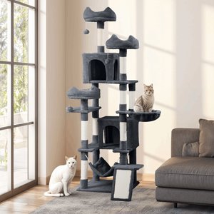 Wooflex Indoor Multi-Level Climbing Tower 75-in Flannel Kitten & Cat Tree & Condo, 19.3 x 19.3 x 74.5-in, Dark Grey