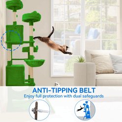 Wooflex Indoor Multi-Level Climbing Tower 75-in Flannel Kitten & Cat Tree & Condo, 19.3 x 19.3 x 74.5-in, Green slide 2 of 5