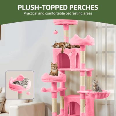 Show full view: Wooflex Indoor Multi-Level Climbing Tower 75-in Flannel Kitten & Cat Tree & Condo, 19.3 x 19.3 x 74.5-in, Pink slide 4 of 9