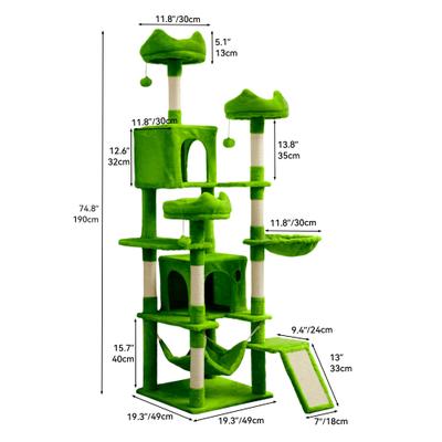 Show full view: Wooflex Indoor Multi-Level Climbing Tower 75-in Flannel Kitten & Cat Tree & Condo, 19.3 x 19.3 x 74.5-in, Green slide 2 of 7
