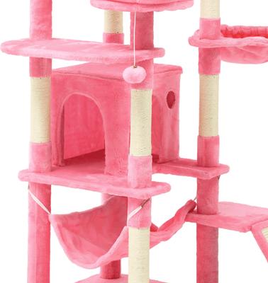 Show full view: Wooflex Indoor Multi-Level Climbing Tower 75-in Flannel Kitten & Cat Tree & Condo, 19.3 x 19.3 x 74.5-in, Pink slide 6 of 9