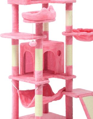 Show full view: Wooflex Indoor Multi-Level Climbing Tower 75-in Flannel Kitten & Cat Tree & Condo, 19.3 x 19.3 x 74.5-in, Pink slide 7 of 9