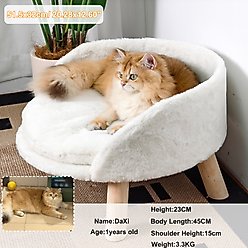 Wisfor Waterproof Nordic Stool Elevated Cat Bed with Removable Cover, White, Medium slide 2 of 9