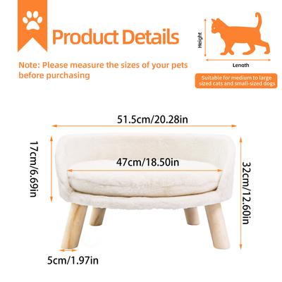 Show full view: Wisfor Waterproof Nordic Stool Elevated Cat Bed with Removable Cover, White, Medium slide 4 of 9