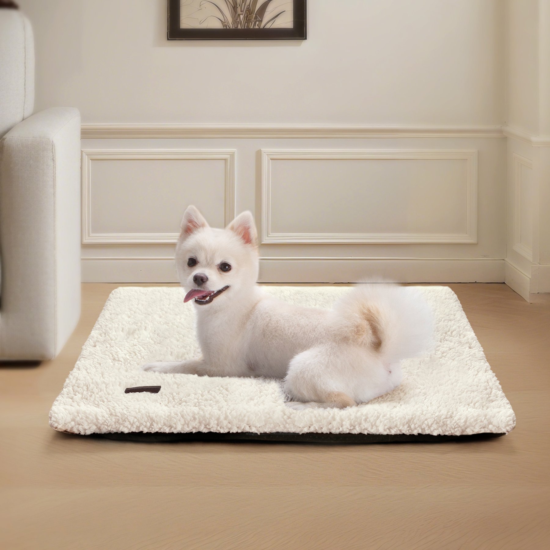 Mora Pets Self-Warming Cat Bed with Removable Cover, Beige, Medium