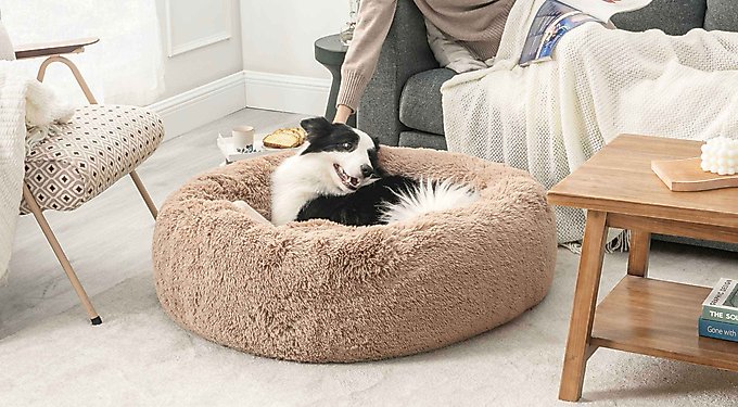 Bedsure Round Orthopedic Bolster Anti-Slip Puppy & Kitten Bed with Washable Pillow Cushion