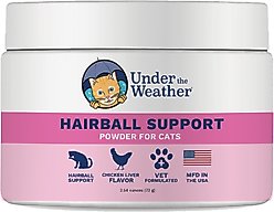 Under the Weather Hairball Support Powder Supplement for Cats, 2.54-oz jar