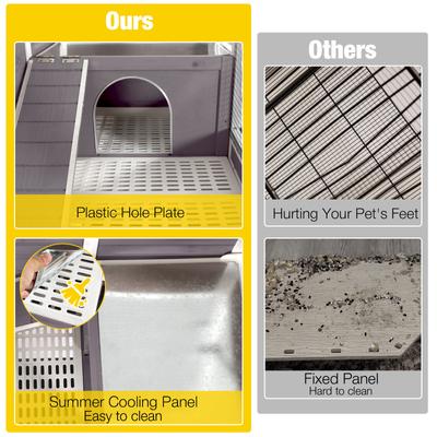 Show full view: Aivituvin AIR53-DG Small Pet Wooden Hutch, Gray, 39.6-L slide 3 of 7