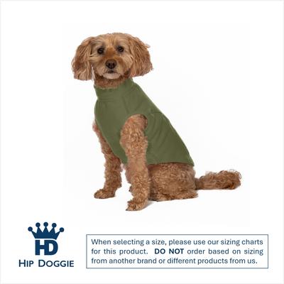Show full view: Hip Doggie Base Layer Fleece Pullover Dog Coat, Olive Green, X-Small slide 2 of 8