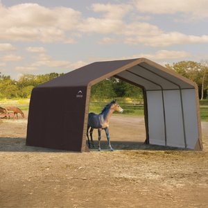 ShelterLogic 3-in-1 Horse Loafing Shed, Brown, 12 x 12 x 8-ft