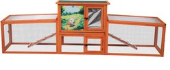 Coziwow 94.5-in Weatherproof Insulated Wood Rabbit Outdoor Cage with Runs Colorful Patterns, Orange