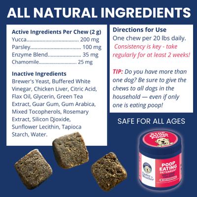 Show full view: Under the Weather Poop Eating Deterrent Coprophagia Soft Chew Supplement for Dogs, 4.23-oz jar slide 6 of 7