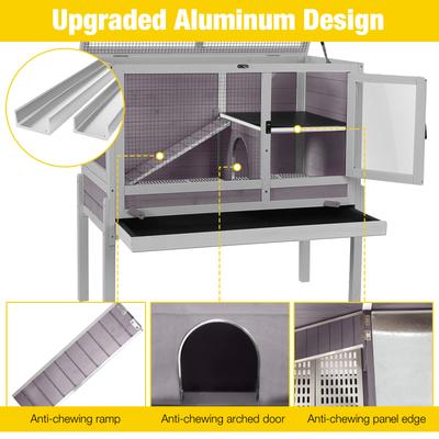 Show full view: Aivituvin AIR53-DG Small Pet Wooden Hutch, Gray, 39.6-L slide 2 of 7