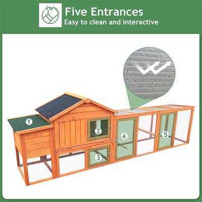 Show full view: Yafylly 111.5-in Outdoor Waterproof Chicken Coop for 3 to 4 Chickens with Run & Nesting Box, Natural, Large slide 3 of 7