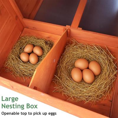 Show full view: Yafylly 111.5-in Outdoor Waterproof Chicken Coop for 3 to 4 Chickens with Run & Nesting Box, Natural, Large slide 5 of 7