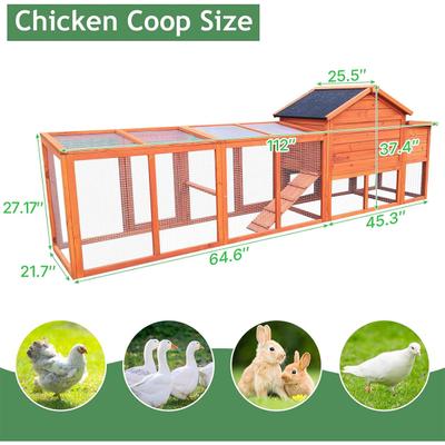 Show full view: Yafylly 111.5-in Outdoor Waterproof Chicken Coop for 3 to 4 Chickens with Run & Nesting Box, Natural, Large slide 2 of 7