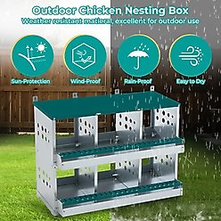 Yafylly 6 Compartments Metal Chicken Nesting Box, Green, Large slide 2 of 7