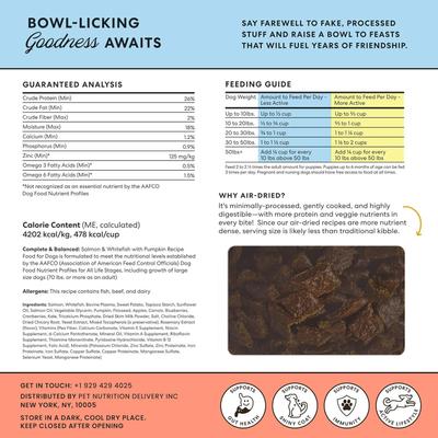 Show full view: The Pets Table Salmon & Whitefish with Pumpkin Grain-Free Air-Dried Dog Food, 72-oz bag slide 3 of 10