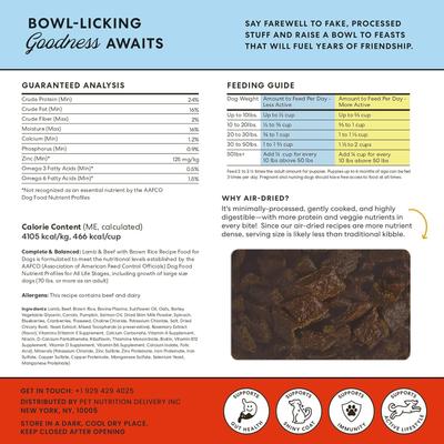 Show full view: The Pets Table Lamb & Beef with Brown Rice Air-Dried Dog Food, 72-oz bag slide 3 of 10