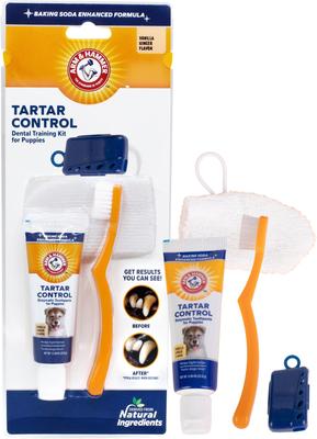 Show full view: Arm & Hammer Products Tartar Control Vanilla-Ginger Flavored Enzymatic Puppy Dental Training Kit slide 4 of 9
