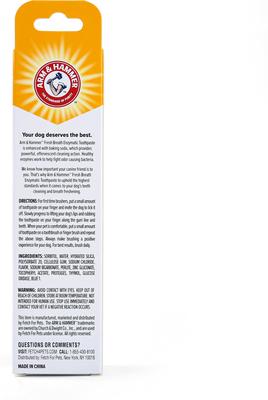 Show full view: Arm & Hammer Products Fresh Breath Vanilla-Ginger Flavored Enzymatic Dog Toothpaste, 2.5-oz tube slide 3 of 12