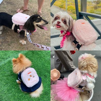 Show full view: Ruffsack Finny Fur Handmade Dog Backpack with Harness, Blush, Small slide 3 of 6