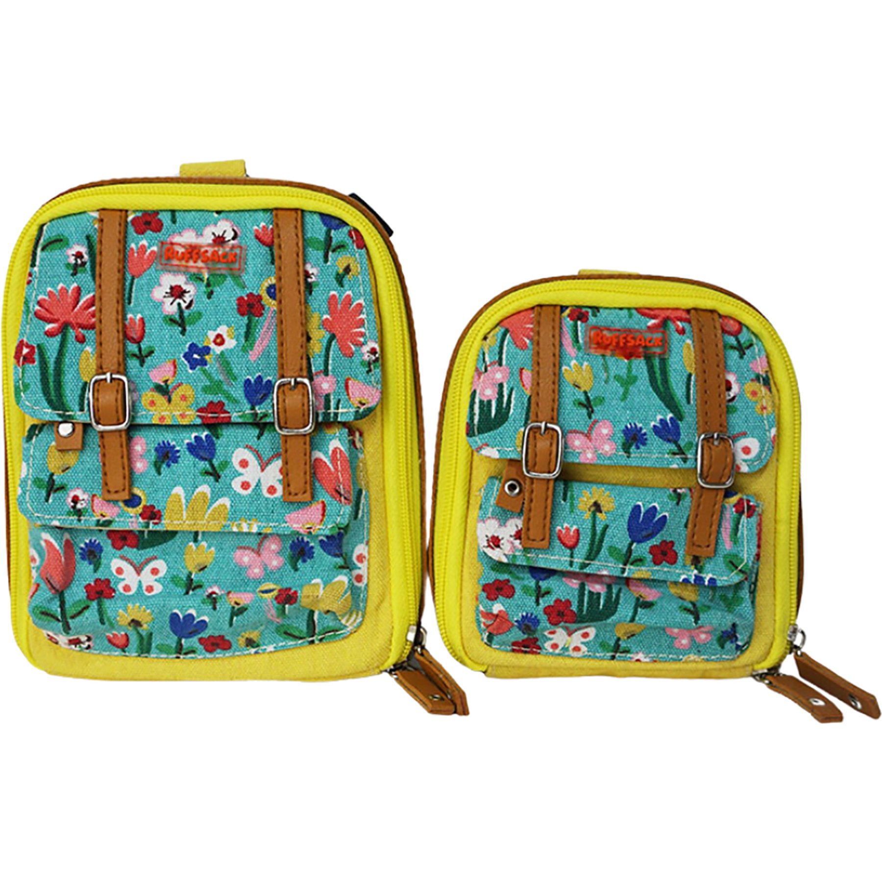 Ruffsack Dale Handmade Dog Backpack with Harness, Yellow Floral, Small