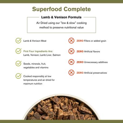 Show full view: Badlands Ranch Superfood Complete Grain-Free Lamb & Venison Air-Dried Dog Food, 128-oz bundle slide 5 of 8