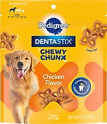 Pedigree DentaStix Chewy Chunx Chicken Flavor Large Dental Dog Treats, 4-oz pouch