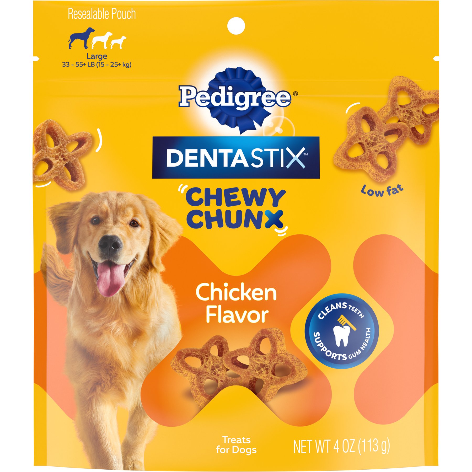 Pedigree Pedigree DentaStix Chewy Chunx Chicken Flavor Large Dental Dog Treats, 4-oz pouch