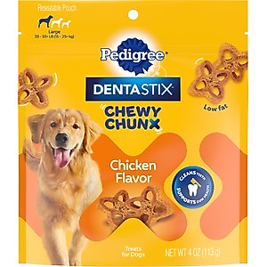 Pedigree DentaStix Chewy Chunx Chicken Flavor Large Dental Dog Treats, 4-oz pouch