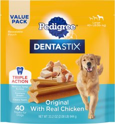 Pedigree Dentastix Large Original Chicken Flavor Dental Dog Treats, 40 count