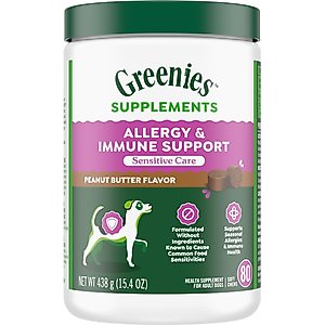 Greenies Allergy & Immune Support Sensitive Care Peanut Butter Flavor Supplement for Dogs, 80 count