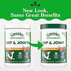 Greenies Hip & Joint Chicken Flavored Soft Chew Glucosamine Joint Supplement for Dogs, 80 count, 16.2-oz tub slide 2 of 9
