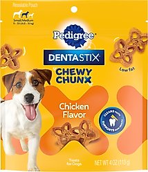 Pedigree DentaStix Chewy Chunx Chicken Flavor Small/Medium Dental Dog Treats, 4-oz pouch