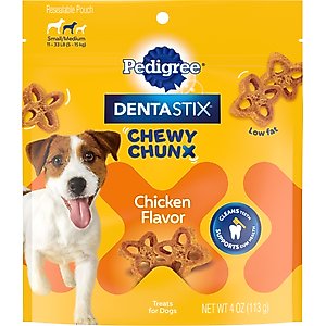 Pedigree DentaStix Chewy Chunx Chicken Flavor Small/Medium Dental Dog Treats, 4-oz pouch